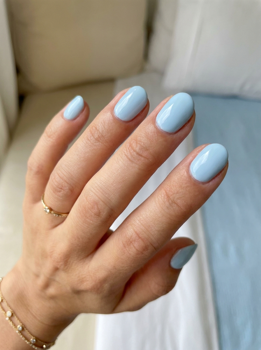 Kurze Baby Blue Nägel als Kurze helle Nägel Inspiration 2026